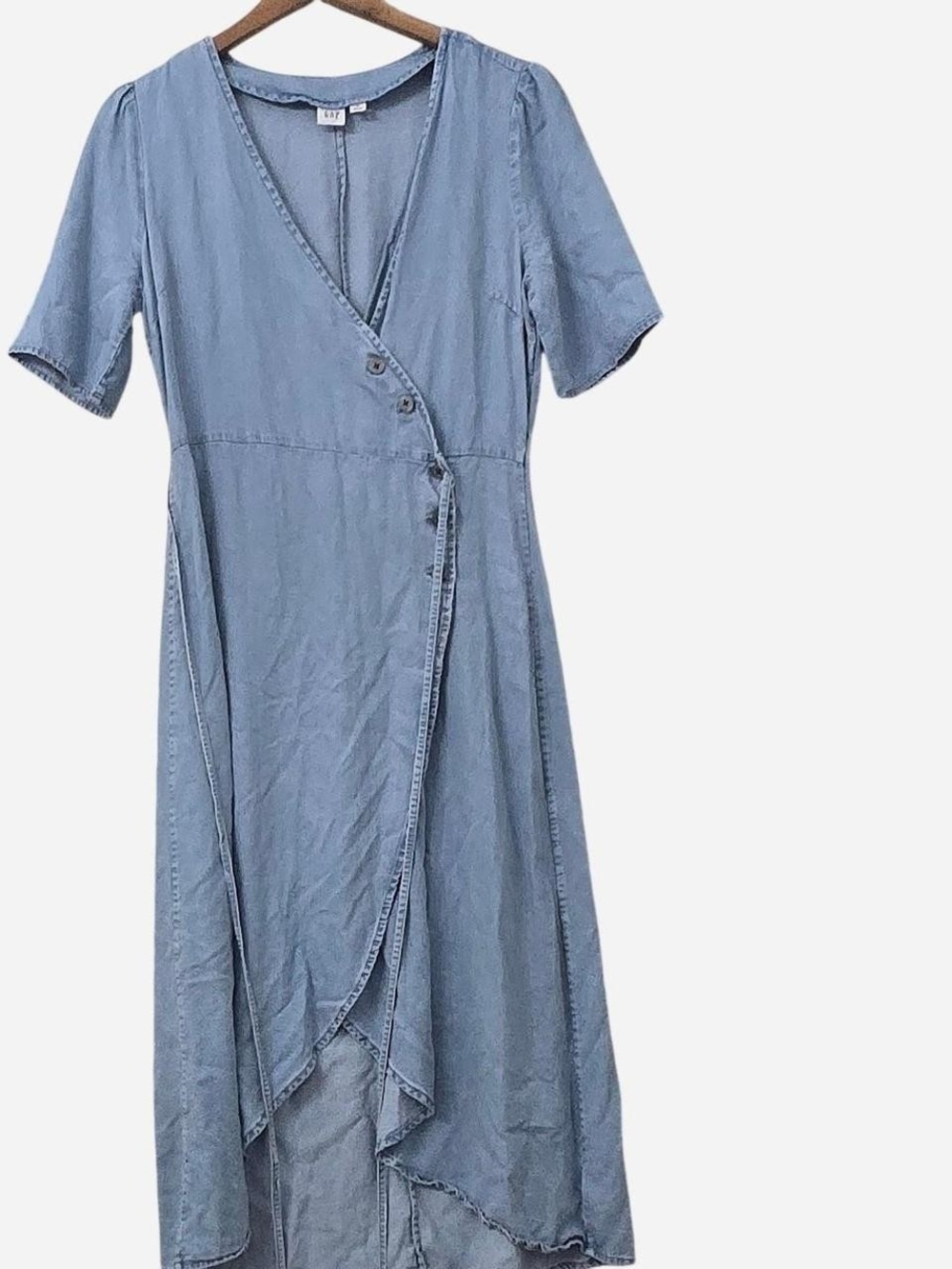 GAP Light Blue Wrap High-Low Midi Dress